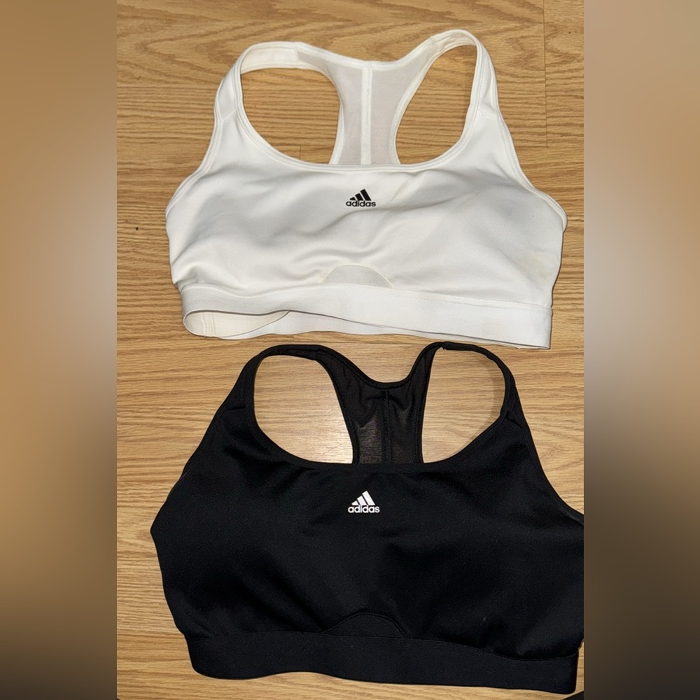 Black and white size medium Adidas sports bras